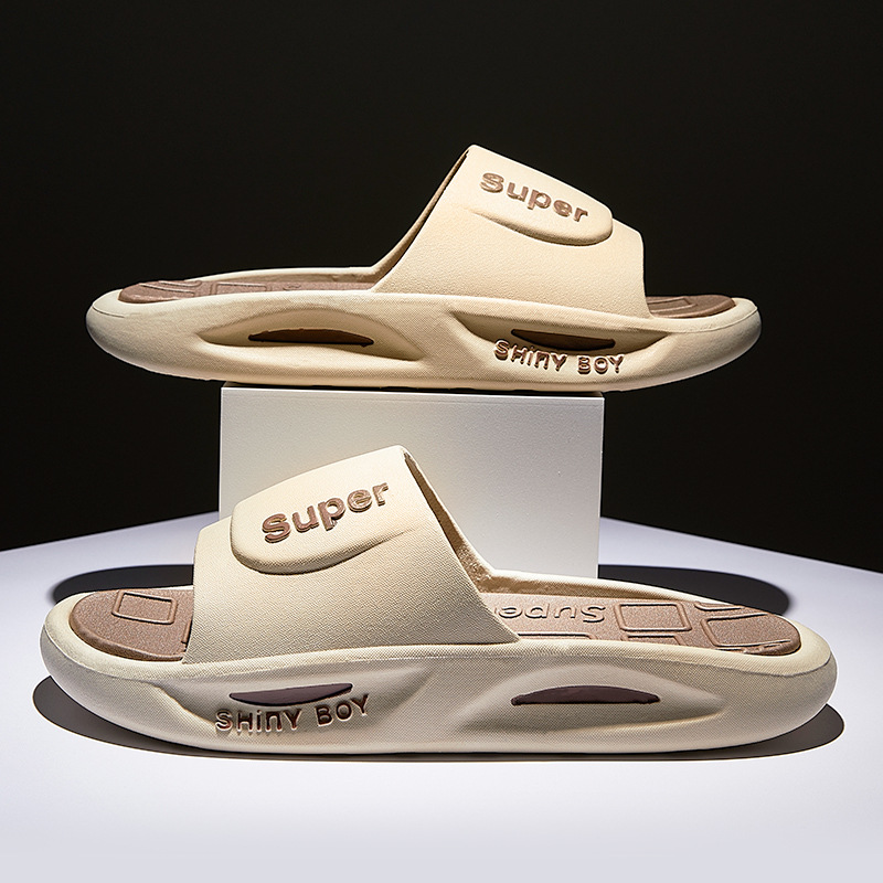 슬리퍼 남성용 여름 겉옷 두꺼운 밑창 홈 실내 미끄럼 방지 욕실 목욕 느낌 조용한 가정용 남성용 샌들