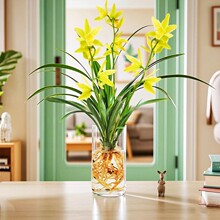 水培兰花苗金光灿灿室内客厅书房绿植带花苞名贵盆栽花卉浓香