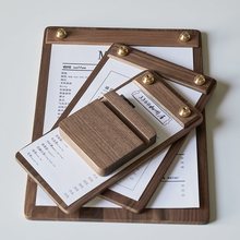 菜单夹立式咖啡店设计制作菜单西餐厅馆展示牌垫板A4A5实木画板夹
