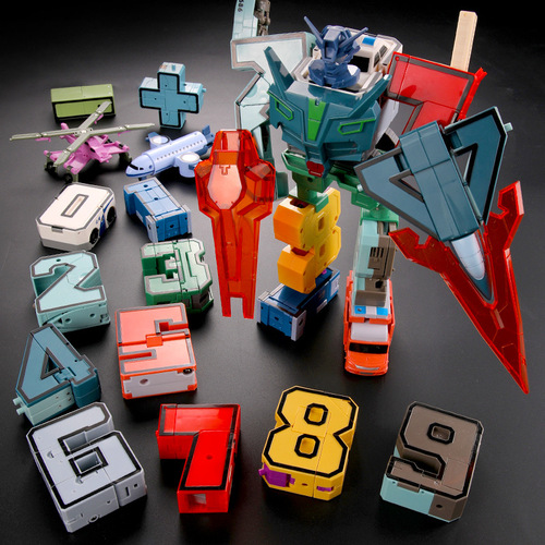 Jinjiang New Children's Digital Transformation Toy Robot King Kong Alphabet Assembling Building Blocks Puzzle Boy Car