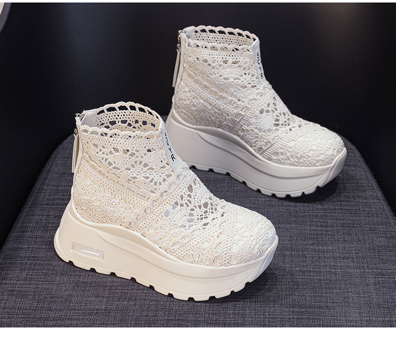 Giày sneaker nữ đế dày lưới ren hở mũi phong cách thể thao thời trang — Be 5067, Vang 5067, Den 5067 chi tiết 22