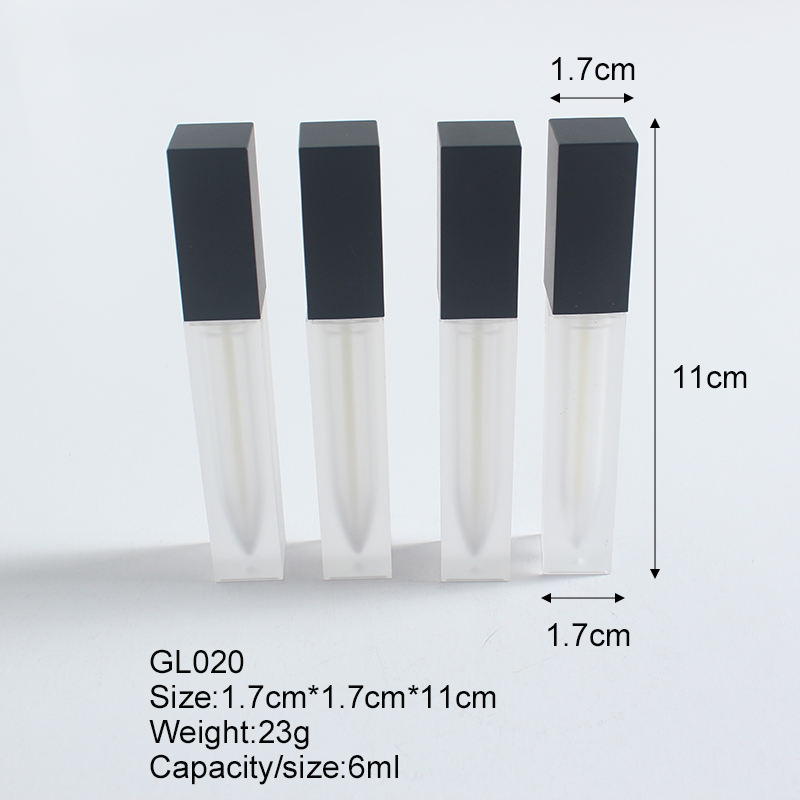 现货供磨砂黑盖唇彩管方自制液体眼影腮红唇膜唇釉空管化妆品包材