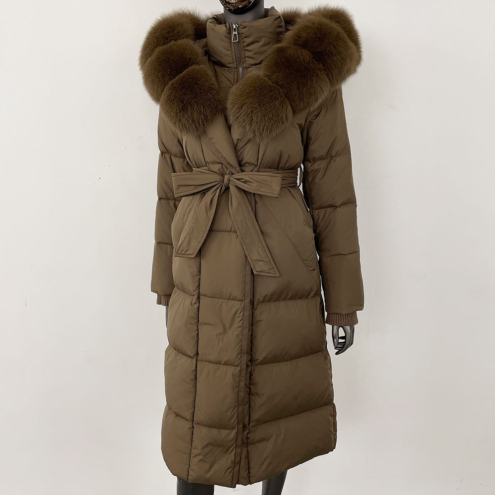 Winter fashionable long down jacket
