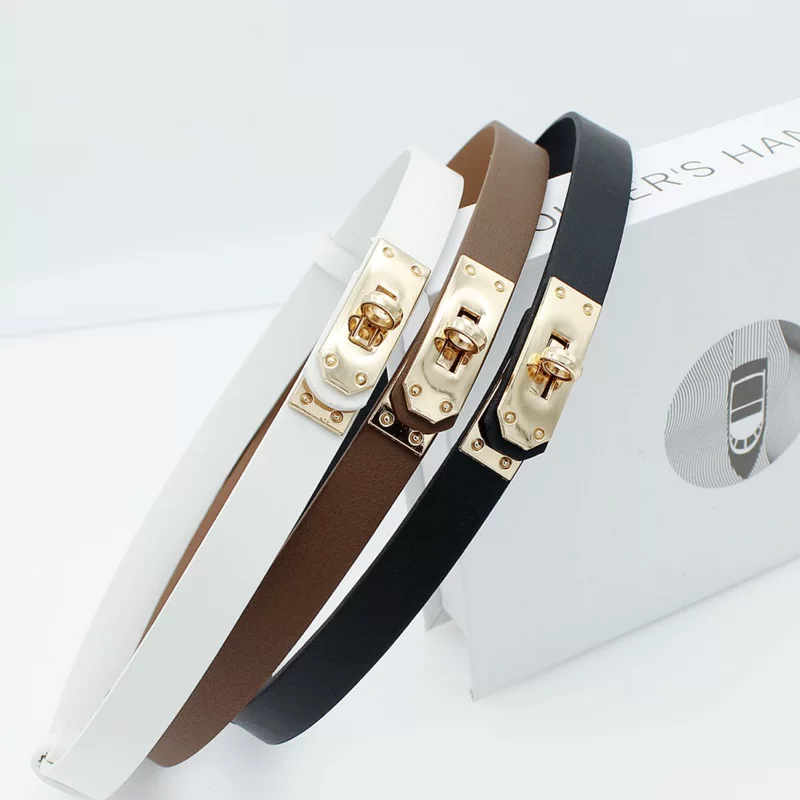Adjustable PU Belt with Twist Lock Buckle, 1.8 cm Width, Max Stretch 92 cm