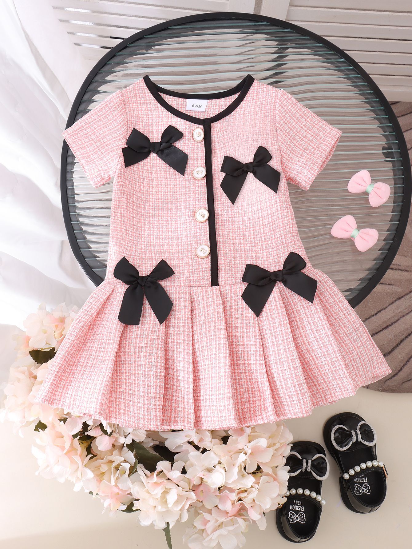 Ropa de niños comercio exterior transfronterizo otoño y invierno nuevo vestido de mangas cortas rosa para niños ropa infantil