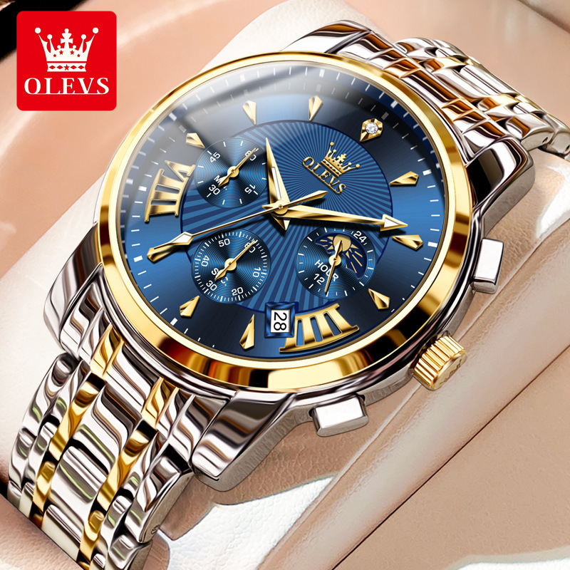 2023 New Hot Selling Watch Olysys Men's Watch Multifunctional Fashion Quartz Watch New Steel Strip Waterproof Quartz Watch_voghion.com