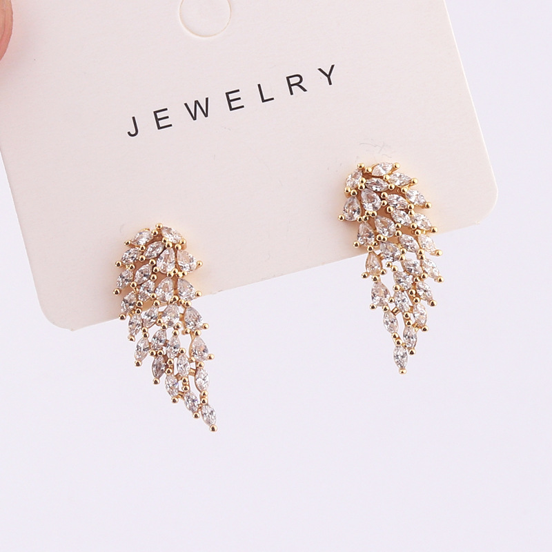 Fashion Wings Copper Earrings Metal Zircon Copper Earrings