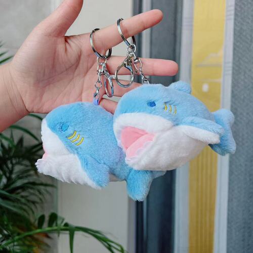 Cross-border shark and whale simulation plush toy keychain pendant marine life ragdoll doll