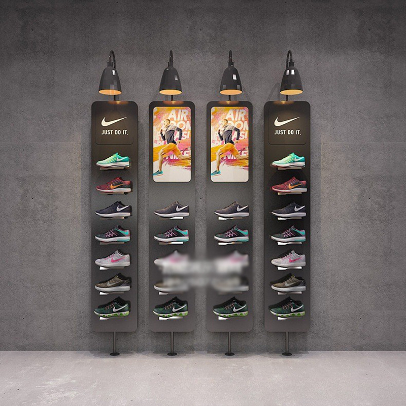 Tienda de ropa estante de exhibición gabinete de exhibición de pared Zapatero tienda de zapatilla de deporte estante centro comercial tienda de zapatos estante de zapatos