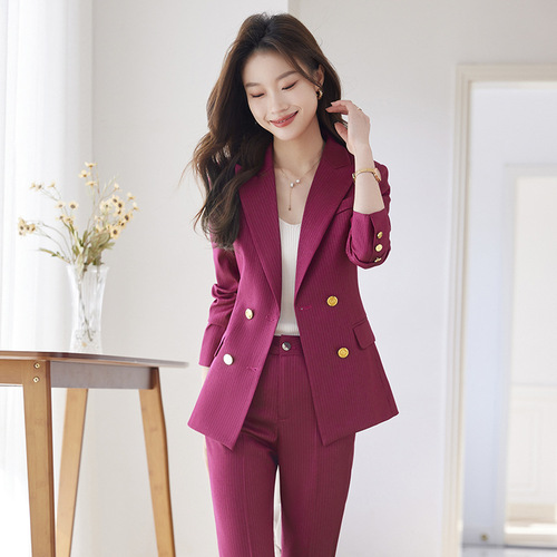 Rose red blazer women's spring and autumn 2024 new high-end temperament host professional attire small suit suit