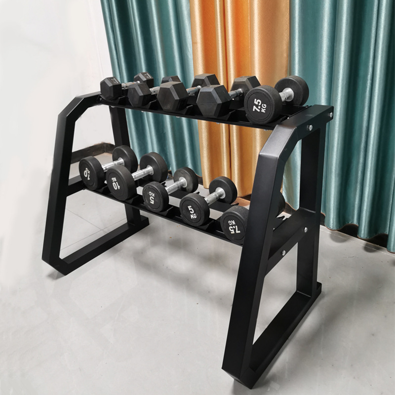 Double-layer Dumbbell Rack Commercial Fitness Equipment Professional Three-layer Hexagon Dumbbell Bracket Household Dumbbell Display Rack