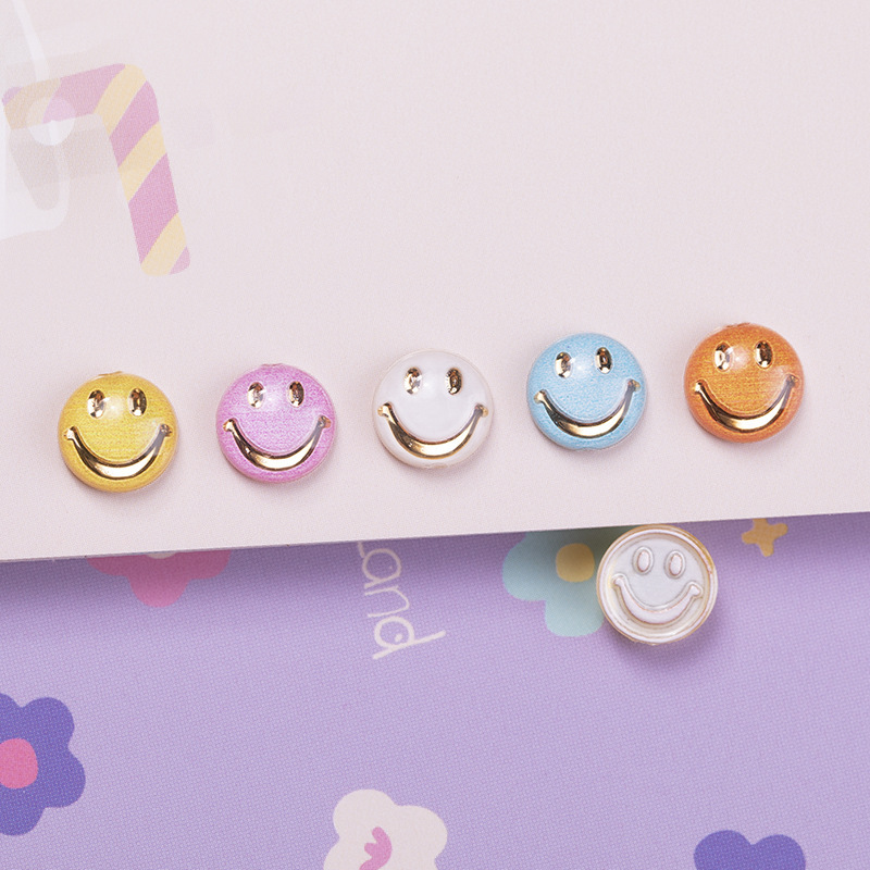 Nail Jewelry 8mm Smiley Cute Expression Patch Resin Acrylic diy Jewelry Nail Ear Stud Decoration