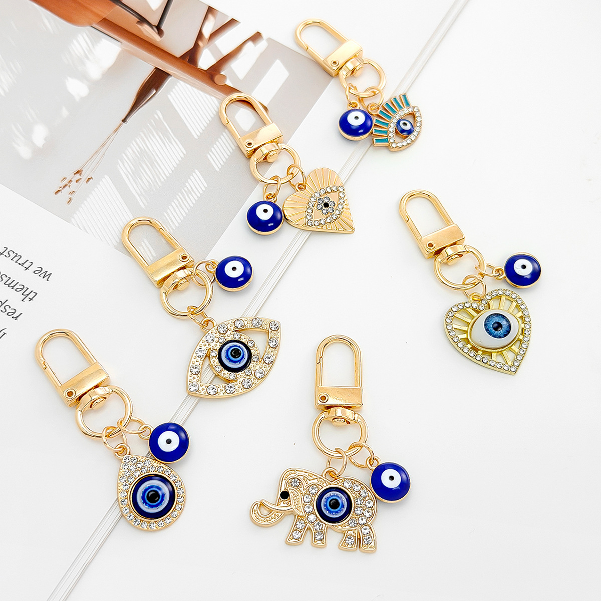 跨境热门创意恶魔之眼钥匙扣蓝眼睛钥匙圈包包挂件滴油眼睛门扣礼