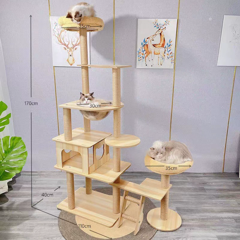 Cat climbing rack cat shelves cat nest Cat caught the upper and lower cat tree columns in the four seasons universal wear -resistant cat jumping platform cat house
