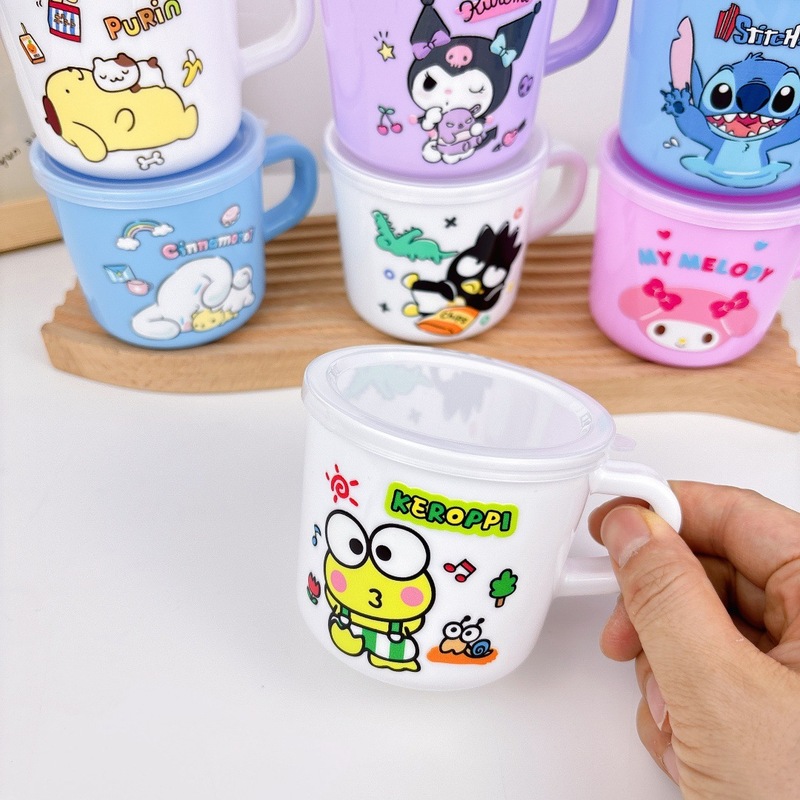 子供用ハンドルウォーターカップ幼稚園ドリンクカップステッチクロミ蓋付き漫画ミルクカップドリンクカップ|undefined