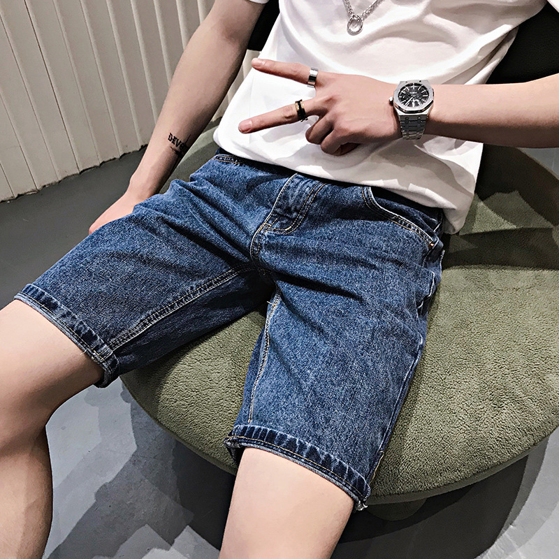 Summer Trendy Brand Five-Point Jeans for Men, New Shorts, Casual Trendy Straight Denim Mid-Pants for Outer Wear, Large Pants for Men