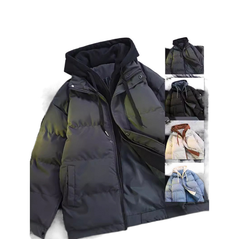 2024 invierno nuevo engrosado calentamiento con capuchón ropa de algodón suelta de tamaño grande juvenil falso de dos chaquetas casuales de algodón