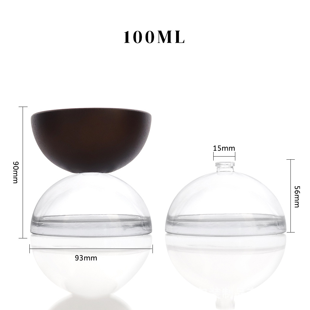 Botella de perfume transparente de madera con tapa de madera semicircular con boquilla de pulverización dividida botella vacía botella de pulverización puede hacer LOGO30 100ml image 5