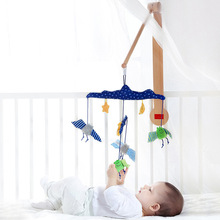 宝宝床铃支架折叠式木制旋转床铃新生床头挂件婴儿尿布台安抚玩具