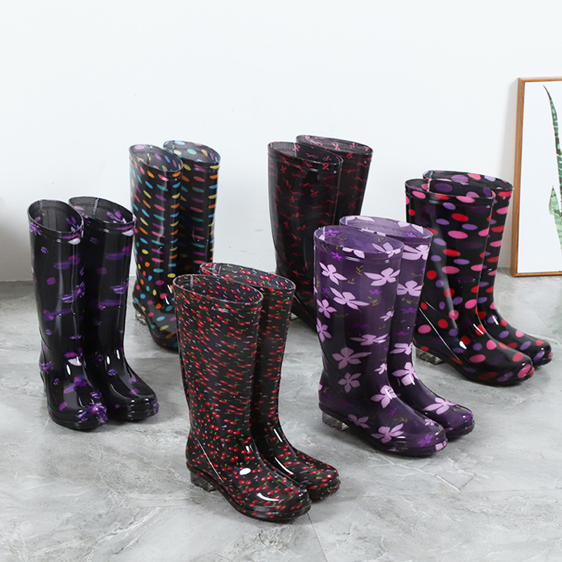 지양 대룡동 869 고층 레인 부츠 여성용 레인 부츠 미끄럼 방지 방수 PVC 고무 고무 신발 성인 워터 부츠 산 및 알칼리 방지