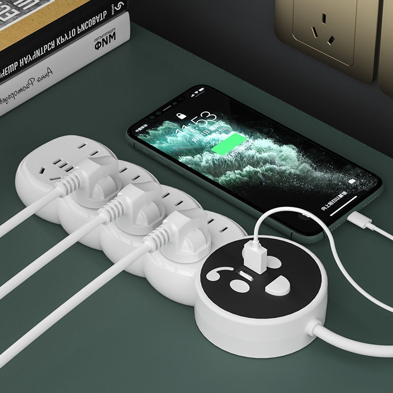 Tablero enchufable del enchufe del hogar del zócalo del panel de múltiples funciones del estudiante enchufable del dormitorio del cableado enchufable del USB con el alambre