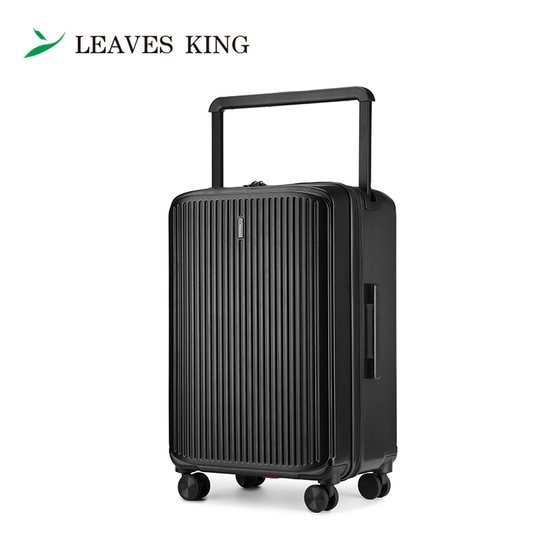 Vali kéo Leaf King chống rơi dung tích lớn 26 inch, tay kéo rộng kinh doanh, có dây kéo — đen, màu tím nhạt, trắng, xám