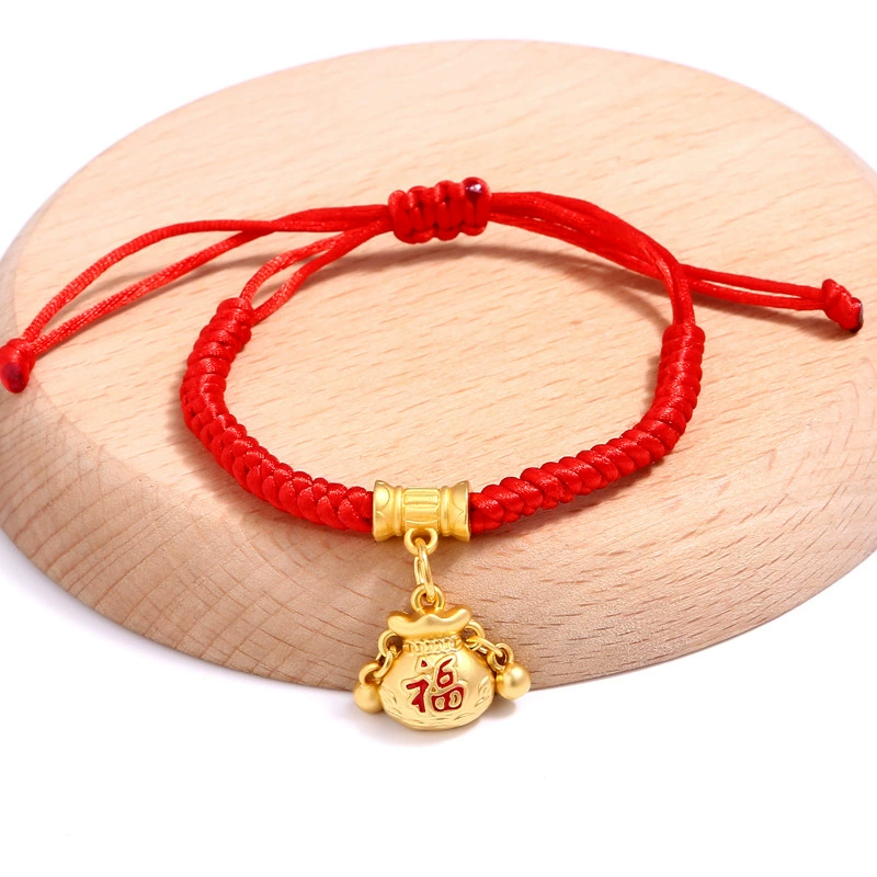 Пробуждающий лев красный браслет с веревкой