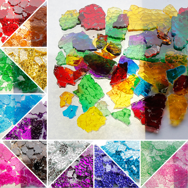 Ice Crack Fragments DIY Mosaic Art Tempered Glass Particles Translucent Tiles DIY Handmade