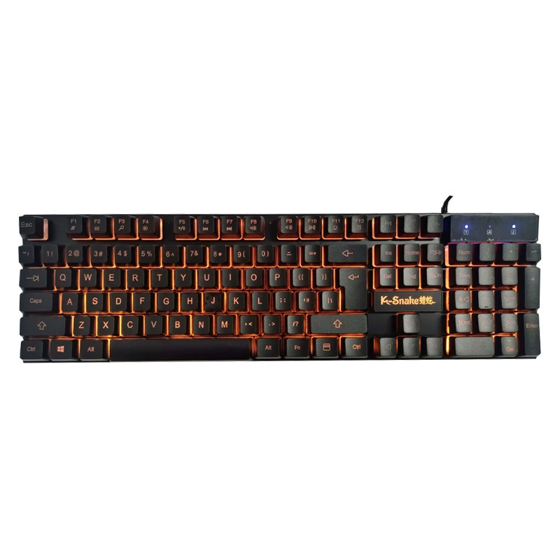 蝰蛇 KM320 wired key mouse set suspended USB orange characters transparent light crack game keyboard mouse kit