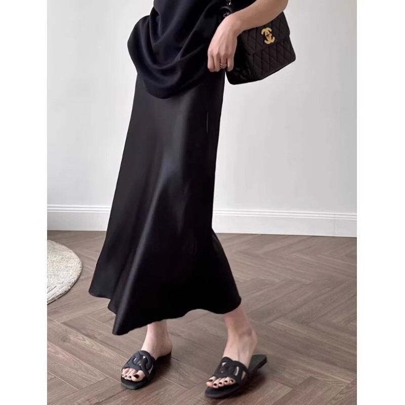 High Waist Slimming High-end Skirt Women's Acetic Acid Satin Hip Fishtail Long Skirt 2025 Spring and Summer Dipped Skirt