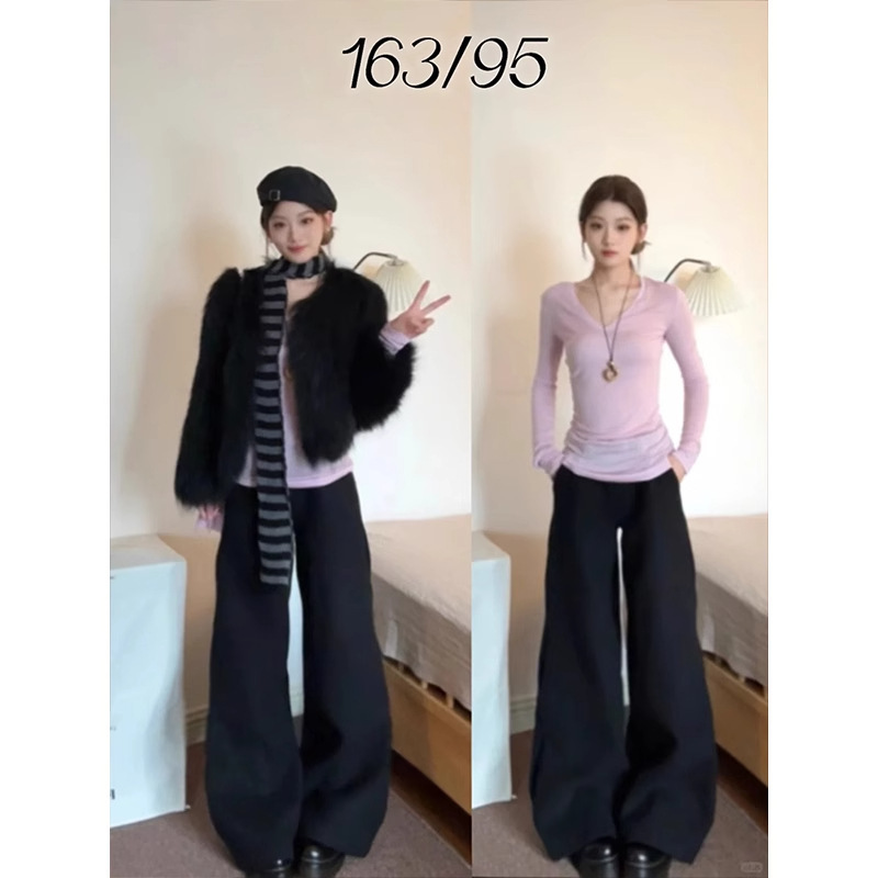 灰色修身长袖t恤女2025新款V领上衣秋冬内搭打底衫早秋天韩系穿搭|undefined