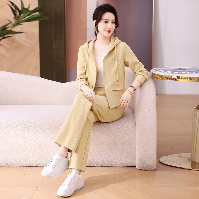 秋季运动服套装女士2025春秋新款时尚洋气休闲连帽开衫卫衣两件套|undefined
