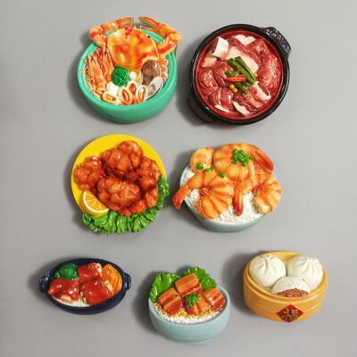 冰箱贴热卖食玩排骨爱意树脂包子抖音美食食玩冰箱贴新年DIY大卡|ms