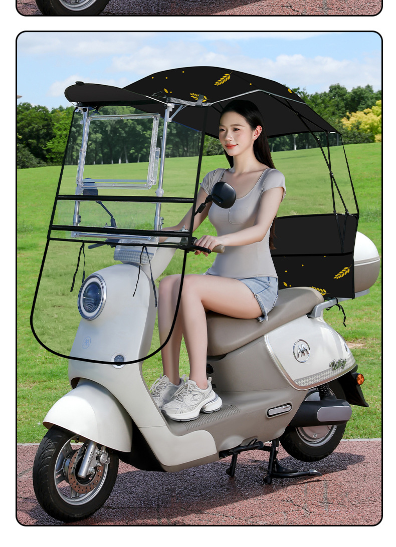 New foldable retractable electric vehicle canopy, quick-release, waterproof and sun-proof motorcycle rain and sun protection cover