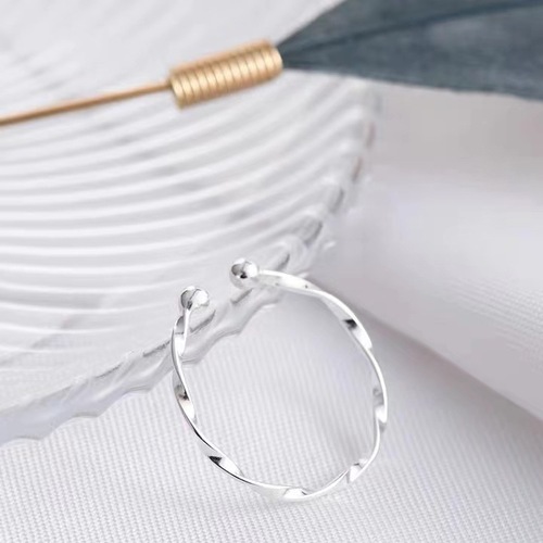 925 sterling silver ring for women Korean ins trendy opening adjustable plain ring thin tail ring little finger cold style high-end decoration