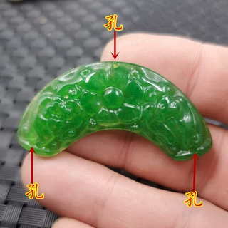 多孔碧绿色挂件石英岩玉吊坠饰品吊坠玉石项链坠玉坠