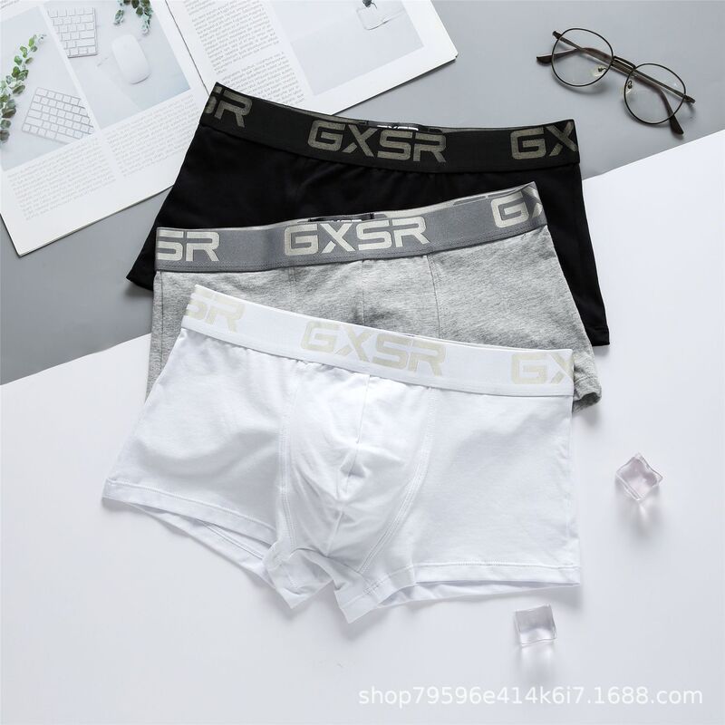 New Gxsr Men's Pure Cotton Underwear Low Waist Sexy Breathable Comfortable Pure Color Basic Men's Boxer Briefs