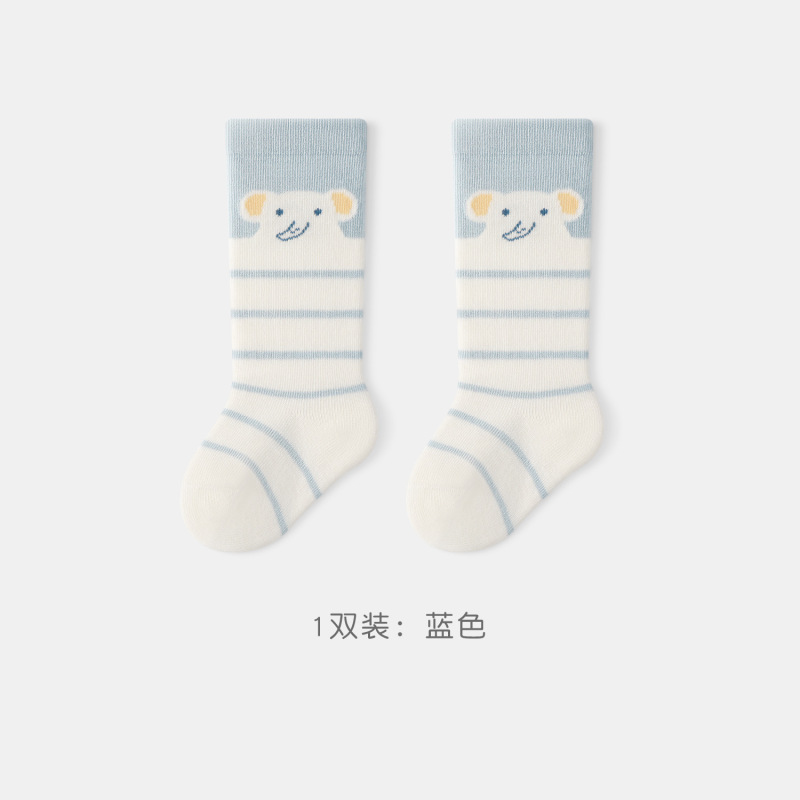 卡通小象条纹儿童小腿袜 春秋新品A类精梳棉宝宝袜无骨长筒袜子潮|undefined