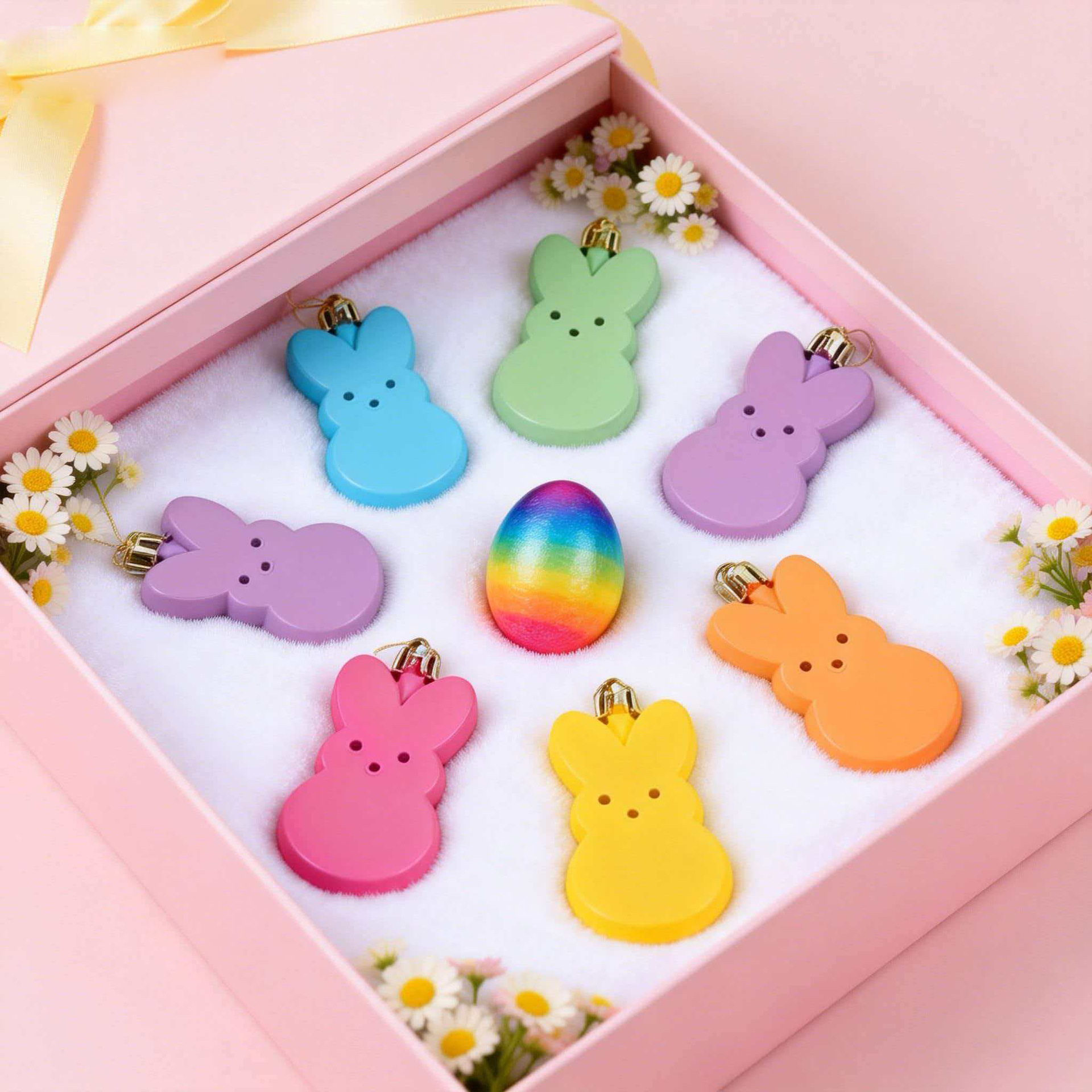 Pascua transfronteriza de 8cm colgante de plástico de conejo colorido colgante de decoración de atmósfera