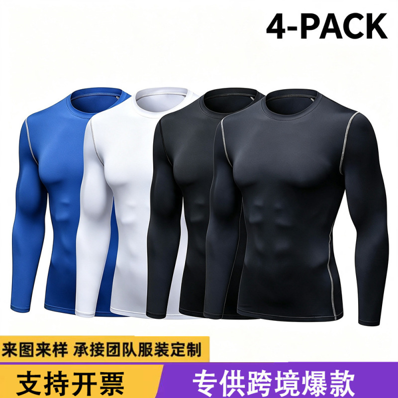 Amazon cross-border foreign trade men's long-sleeve sports tight-fitting T-shirt, quick-dry running football training base layer tight-fitting T-shirt Amazon cross-border foreign trade men's long-sleeve sports tight-fitting T-shirt, quick-dry running football training base layer tight-fitting T-shirt