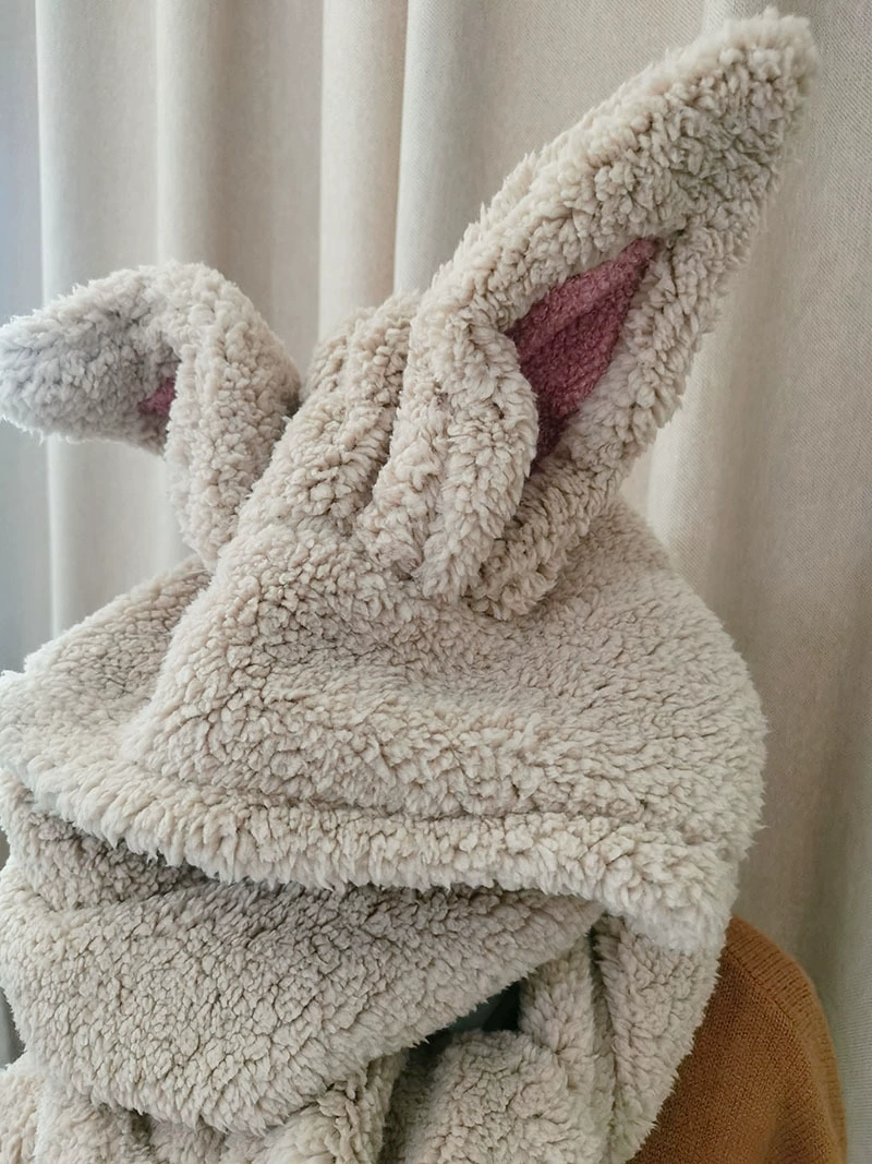 Winter hat, scarf, gloves, cute double-layer rabbit, keep warm set, 3 piece set