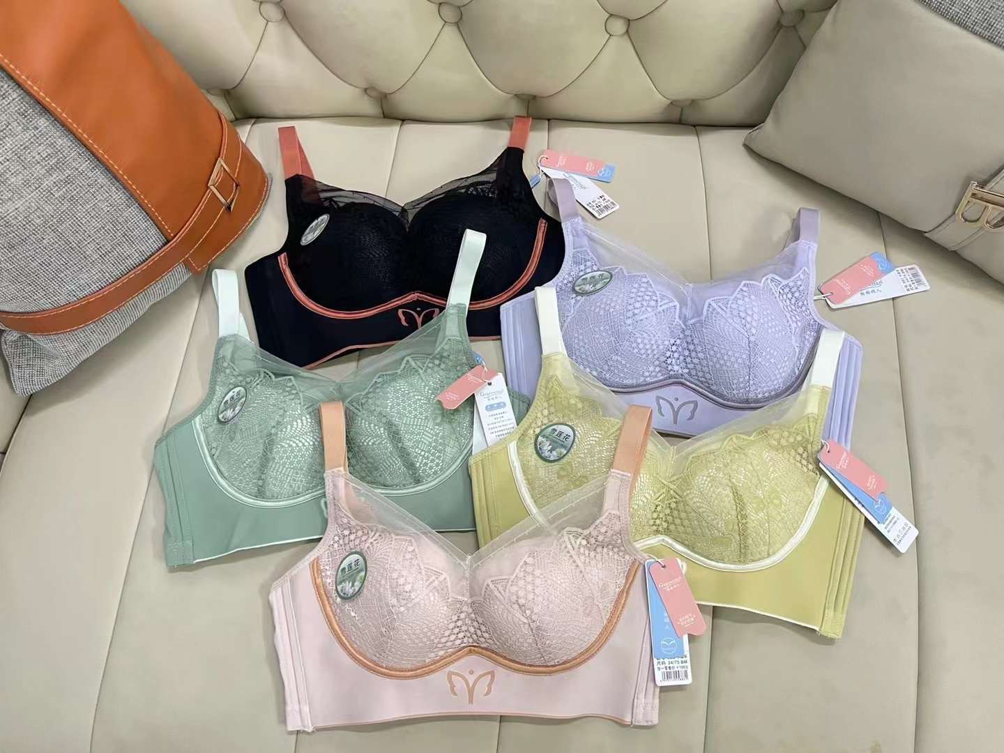 Nuevo sujetador de alta calidad de moda de encaje jacquard transpirable ajustable confortable tipo de botón múltiple tipo de ropa interior de mujer