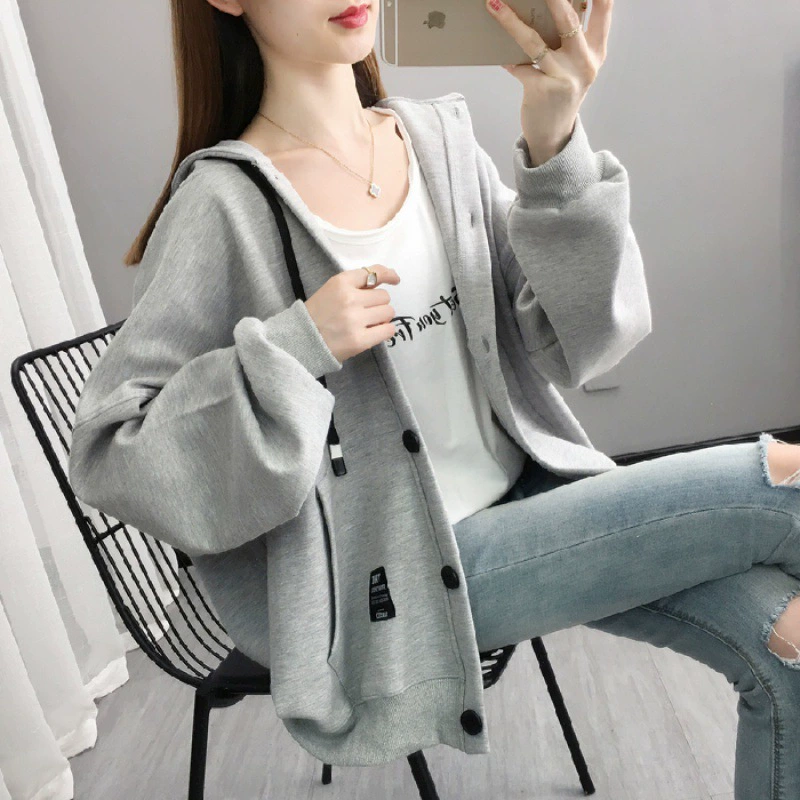 Autumn fashionable thin cardigan, sweatshirt, Korean style, oversize
