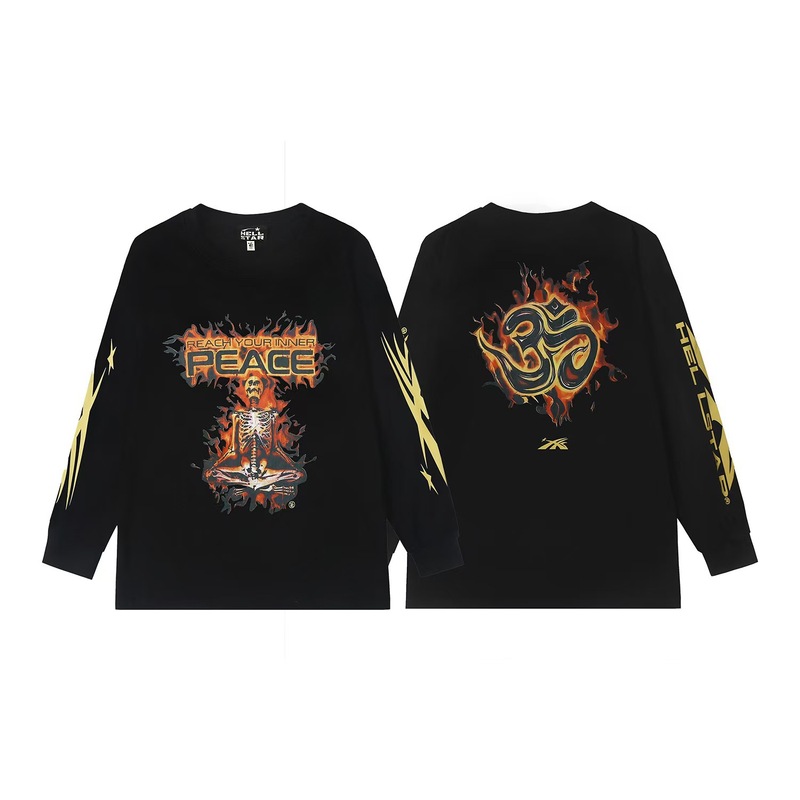 ヘルスターズ アメリカンスタイル 長袖Tシャツ メンズ インス ストリート系ブランド トップス 秋冬 ゆったり カジュアル ポリエステル製 インナー|undefined