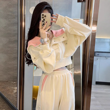 2025运动休闲套装女春秋新款韩版时尚短款收腰卫衣束脚裤子两件套