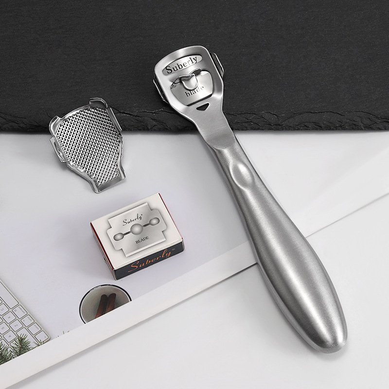 Pedicure Stainless Steel Foot Scraper to Remove Dead Skin, Pedicure Knife to Remove Calluses, Foot Grinding Stone, Foot Care Foot Scrubber