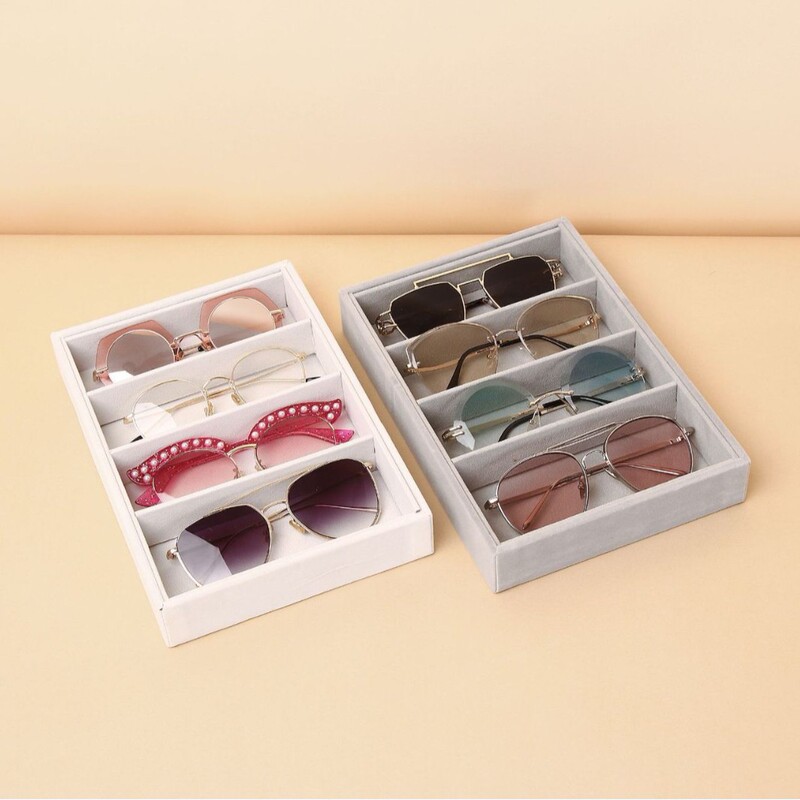 Cross-Border Hot-Selling Glasses Case, Four-Compartment Storage Box Suitable for Various Glasses, Portable Glasses Storage