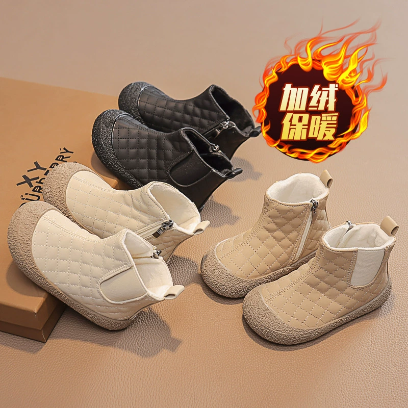 2025 осень-зима новые детские ботинки для малышей, кожаные туфли для мальчиков, детские короткие ботинки, ботинки для девочек, кожаные ботинки с мягкой подошвой