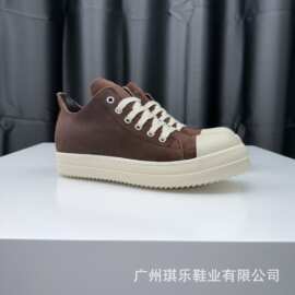 低帮鞋子男欧洲站主线新款春秋夏季厚底牛皮暗黑RO黑白休闲男板鞋