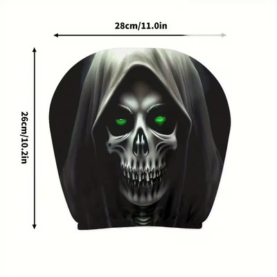 Universal seat cover white horror face design - 08-1-piece-car-pillowcase-26cm28cm